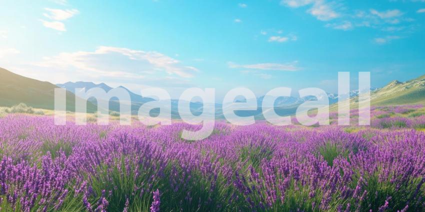 Stunning Lavender Fields Picturesque Mountain Scenery