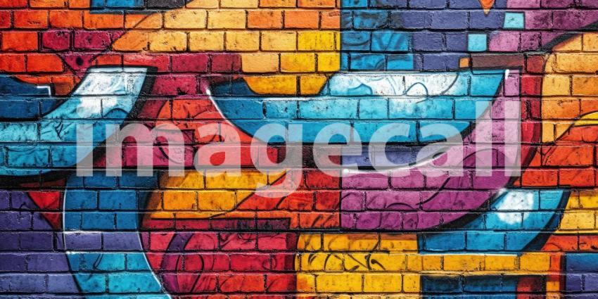 Vibrant Graffiti Brick Wall Texture Colorful Street Art Backgrou