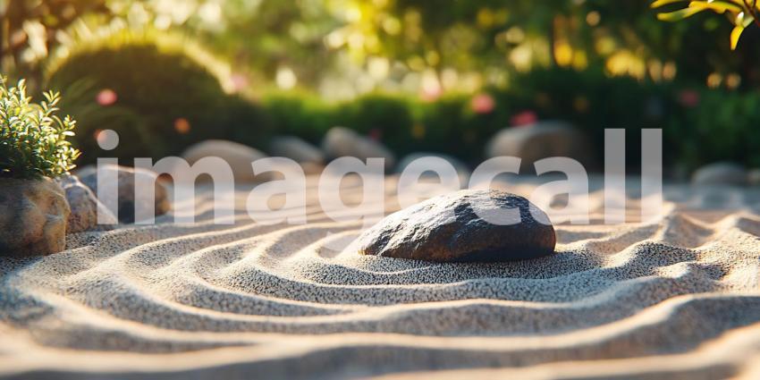 Serene Zen Garden Tranquil Rock and Sand Landscape