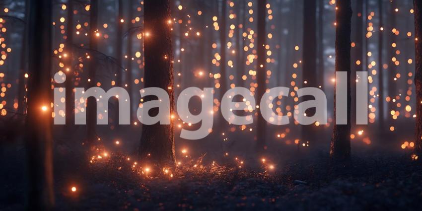 Enchanted Forest at Night Magical Lights and Trees