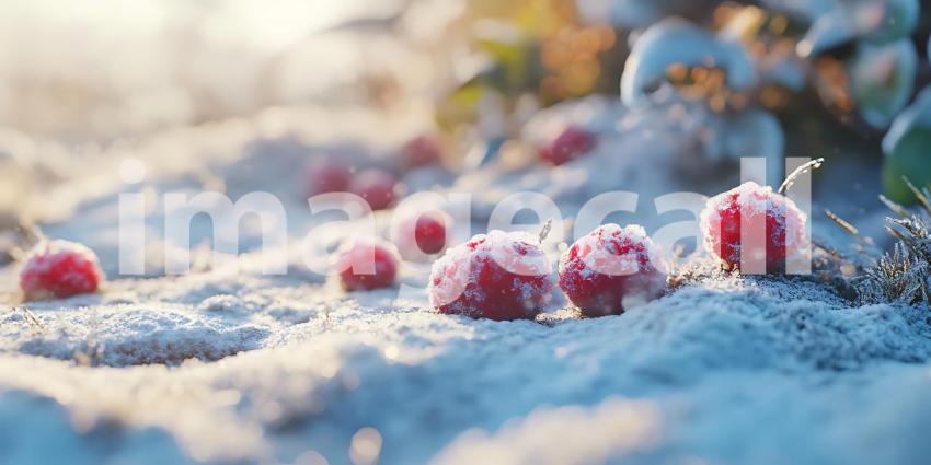 Frozen Berries Winter Nature Scene