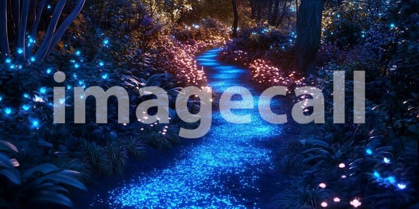 Magical Blue River Fantasy Nature Background
