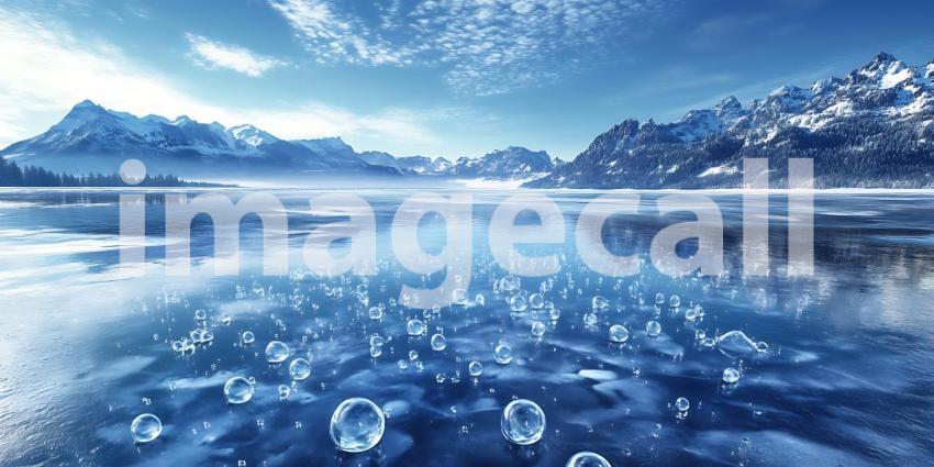Stunning Frozen Lake  Mountain Landscape