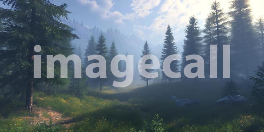 Misty Forest Landscape Nature Photography Background