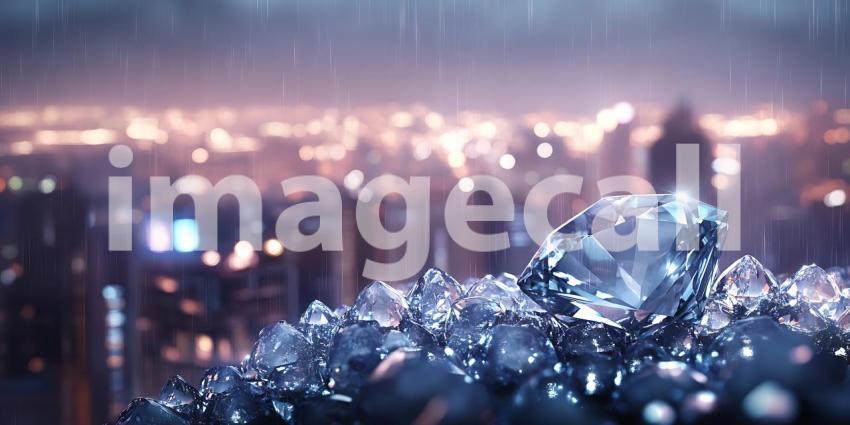 Rainy Cityscape Crystal Shard Background Image  Urban Night Scen