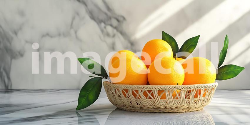 Fresh Juicy Oranges in a Basket A Vibrant Food Photo