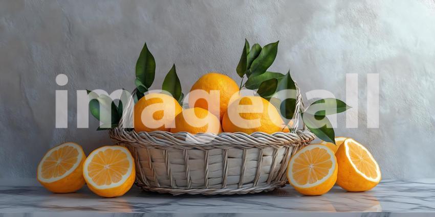 Lemons in Basket Still Life Photography