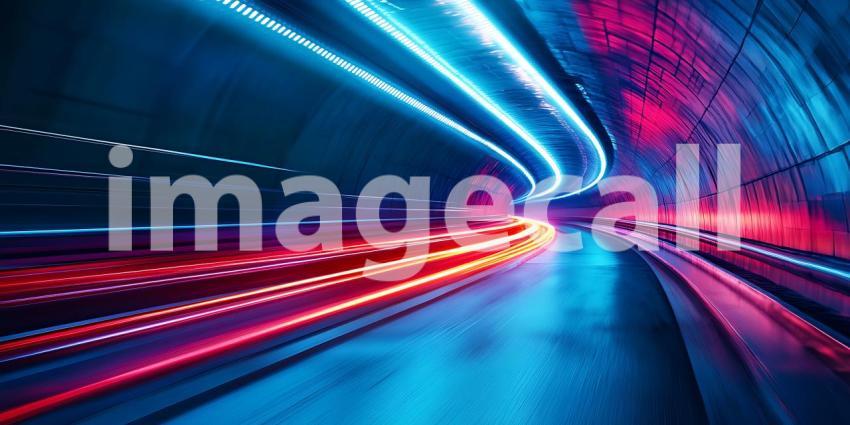 Vibrant Neon Tunnel Lights Abstract Background Image