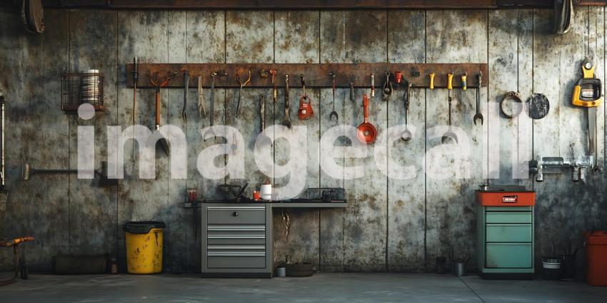 Grunge Garage Workshop Background Industrial Textures and Tools