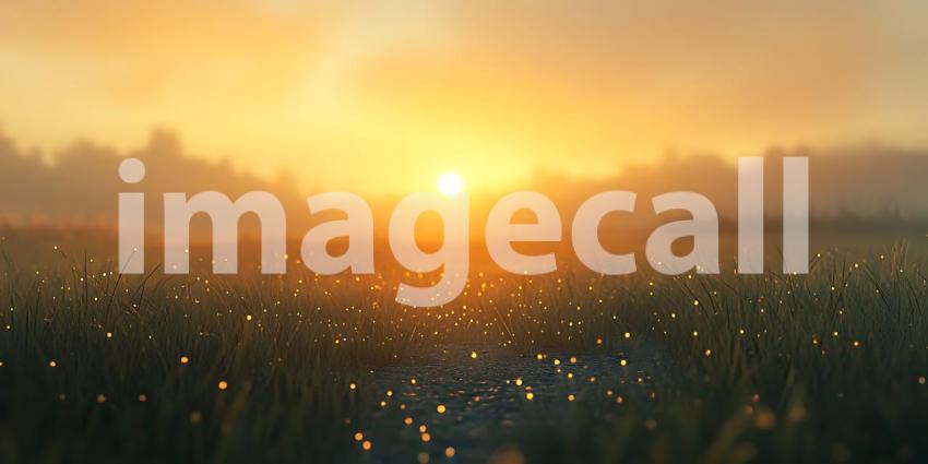 Sunrise Landscape Photography Golden Hour Meadow Scene