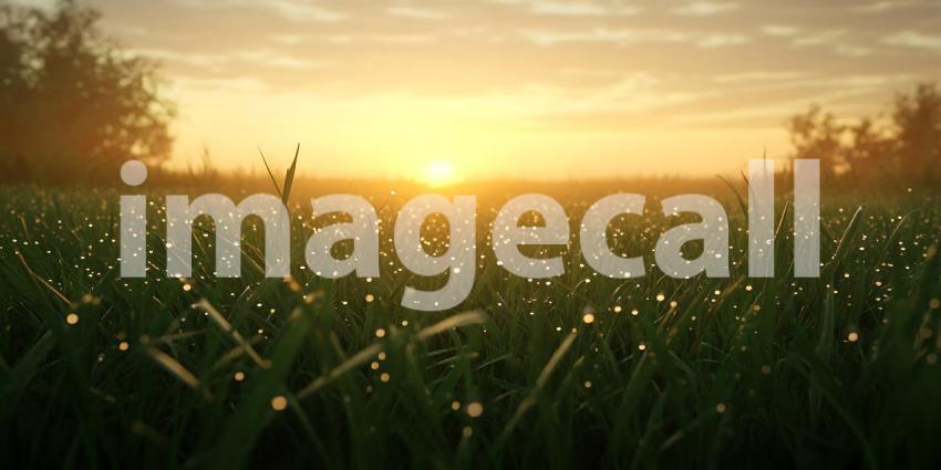 Serene Sunrise DewKissed Field at Dawn