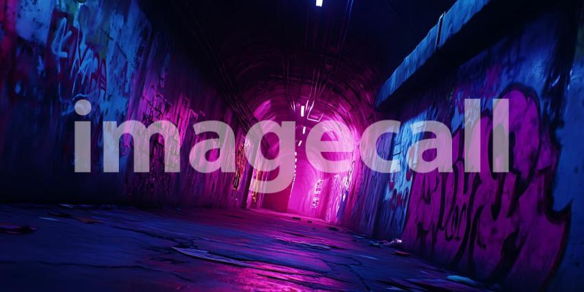 Neon Purple Blue Graffiti Alleyway Background Abstract Urban Tex
