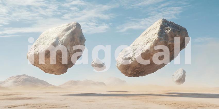 Floating Rocks in Desert Surreal Landscape Photography