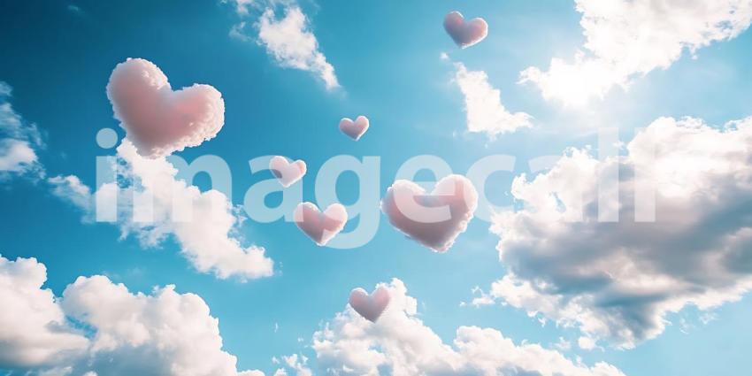 Heart Clouds Sky Background Romantic Wallpaper