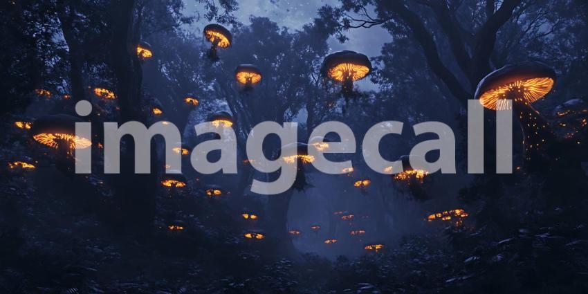 Enchanted Forest Night Lights in the Trees