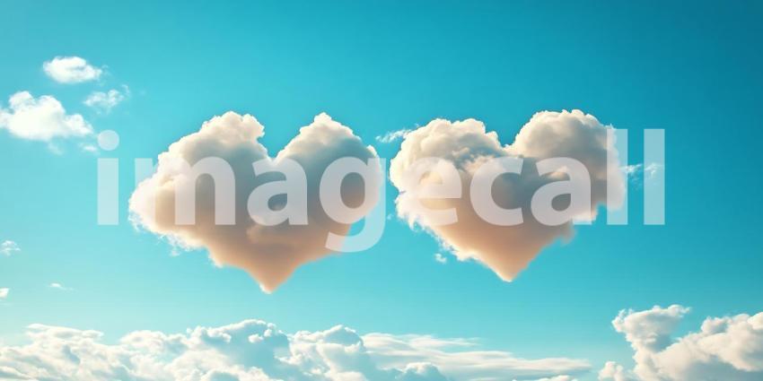 Two HeartShaped Clouds in a Blue Sky