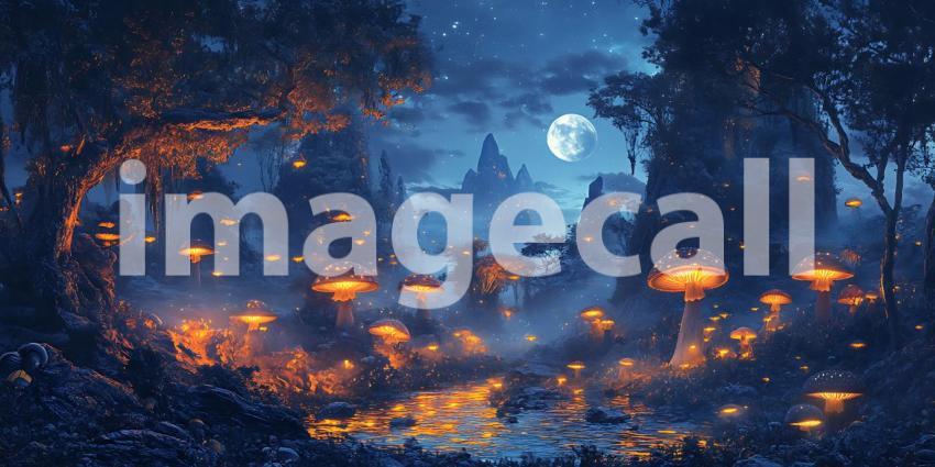 Enchanted Night A Fantasy Village Under the Moonlight
