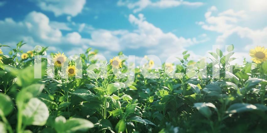 Stunning Sunflower Field under a Sunny Sky Nature Photography
