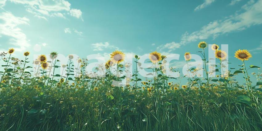 Sunflowers under a Sunny Sky Beautiful Nature Photography
