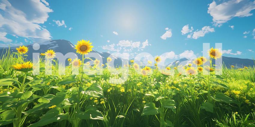Vibrant Sunflower Field Under a Sunny Sky