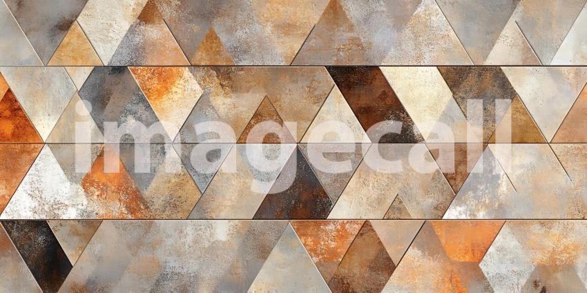 Geometric Stone Tile Texture Brown Beige and Grey Triangles