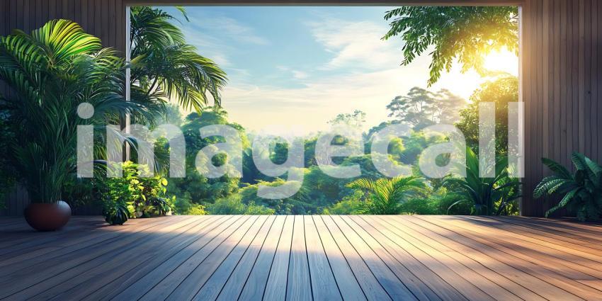 Lush Tropical Paradise Stunning Sunrise View from a Tranquil Pat