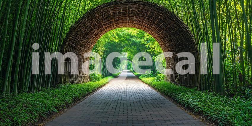 Serene Bamboo Tunnel Path A Tranquil Nature Escape