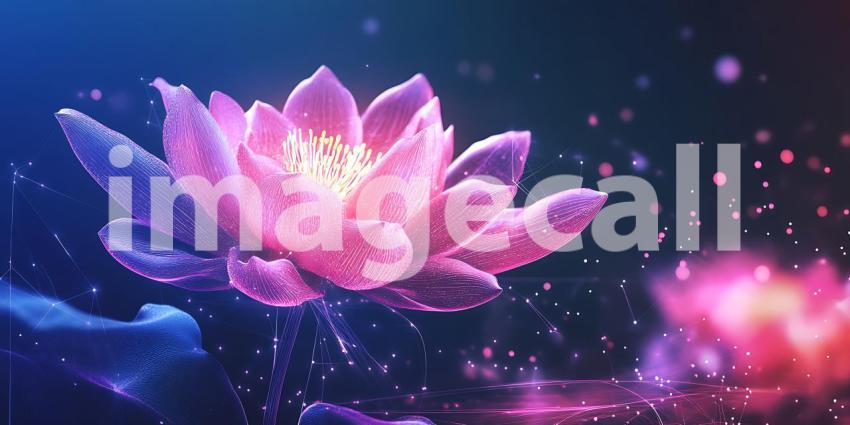 Magical Lotus Flower Glowing Pink Purple Bloom Wallpaper