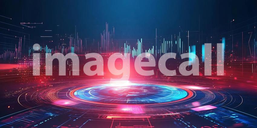 Futuristic Cityscape at Night Vibrant Neon Lights and Stadium