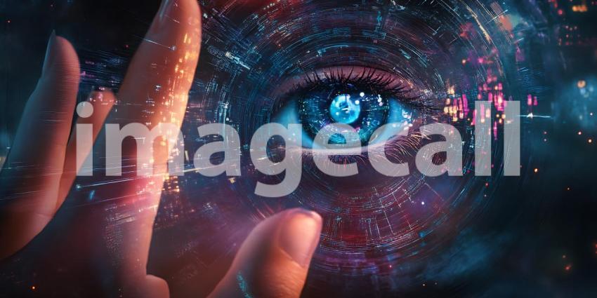 Mystical Eye Art Abstract Blue Eye with Cosmic Dust