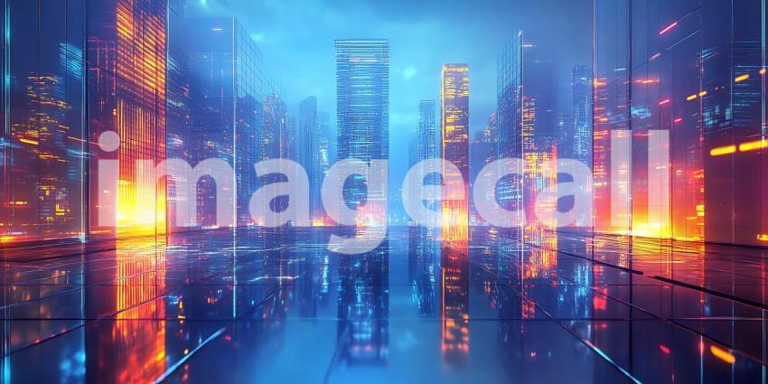 Neon Cityscape Futuristic Urban Art Background