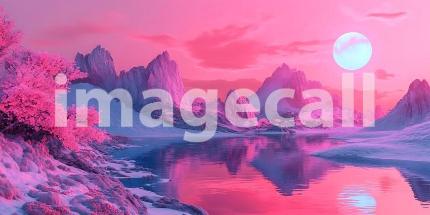 Pink Purple Dreamy Landscape Abstract Fantasy Art Background