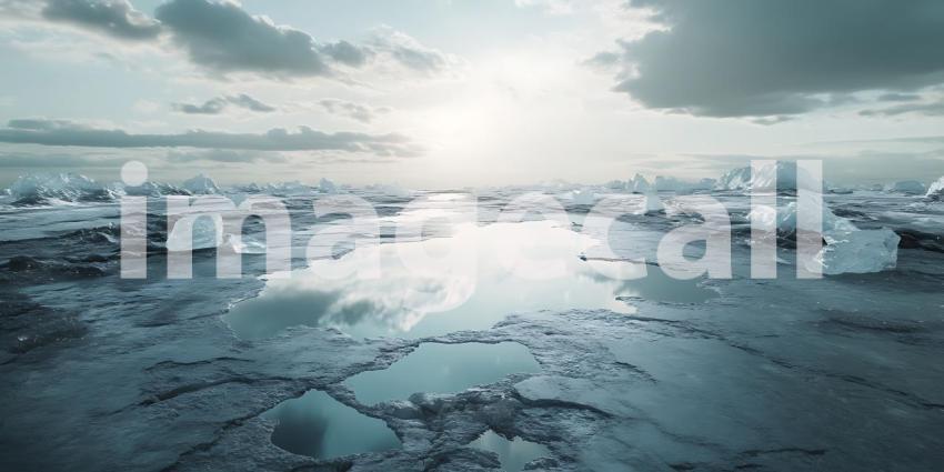 Stunning Glacial Landscape Ice Formations and Melting Water Back