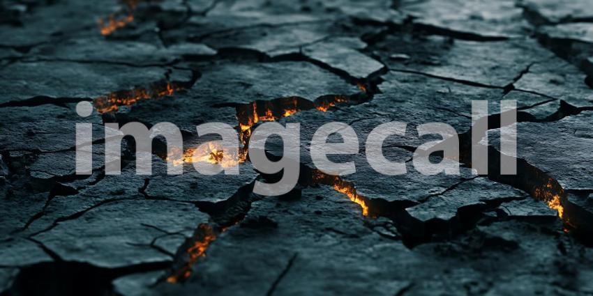 Dark Cracked Earth Texture with Glowing Embers