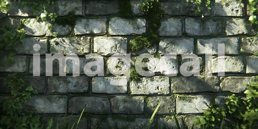 Stone Wall Texture Ivy Covered Brick Background Image