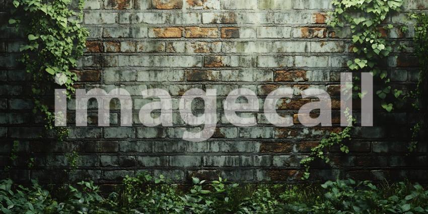 Overgrown Brick Wall Nature Meets Urban Texture Background