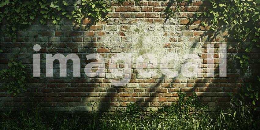 Overgrown Brick Wall Texture A Rustic Background Image