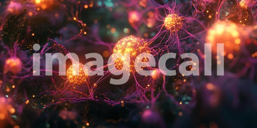 Stunning Abstract Background of Glowing Orbs and Cosmic Dust