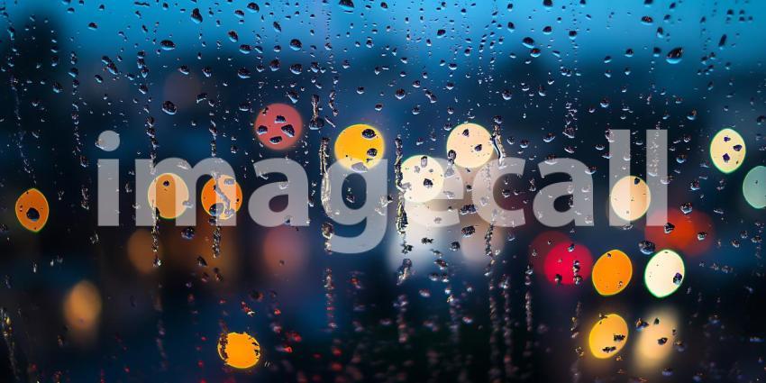 Rainy Night City Lights Bokeh Background Image