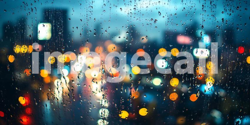 Rainy City Night Blurred Lights  Raindrops