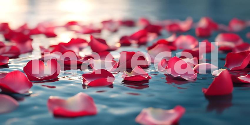 Romantic Rose Petals Floating on Water Beautiful Background Imag