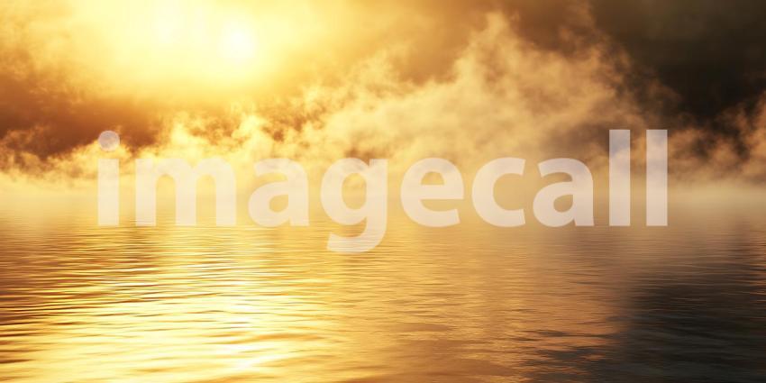 Golden Sunrise Over Misty Water A Serene Nature Scene