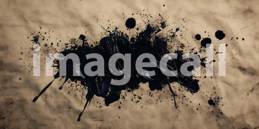 Dark Ink Blot Texture on Beige Background