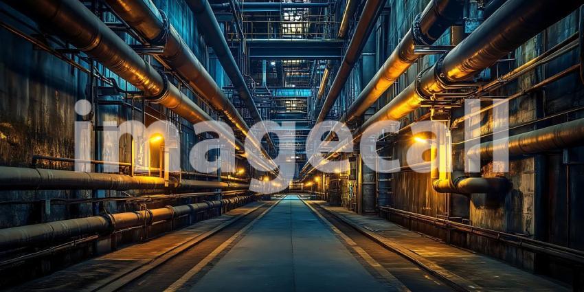 Industrial Alleyway Dark Urban Cityscape Background Image