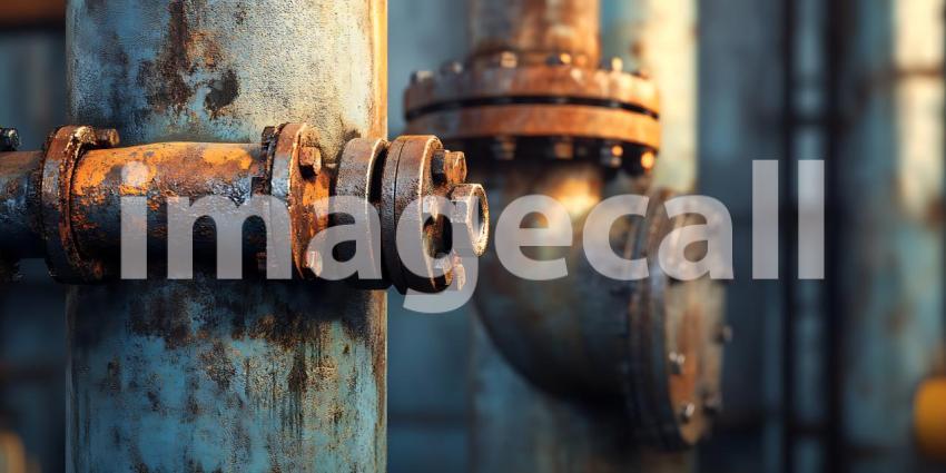 Rusty Industrial Pipes and Valves CloseUp Texture