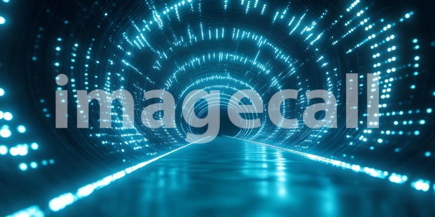 Abstract Blue Light Tunnel Background