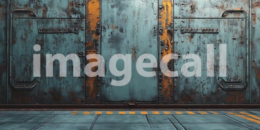 Rustic Teal Metal Texture with Aged Wooden Accents