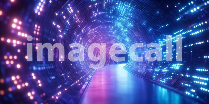 Neon Lights Tunnel Abstract Background Image