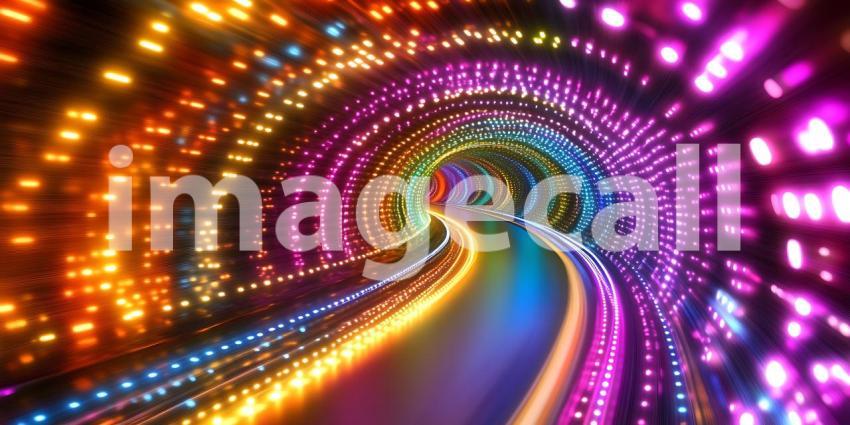 Vibrant Rainbow Tunnel Lights Colorful Background Image