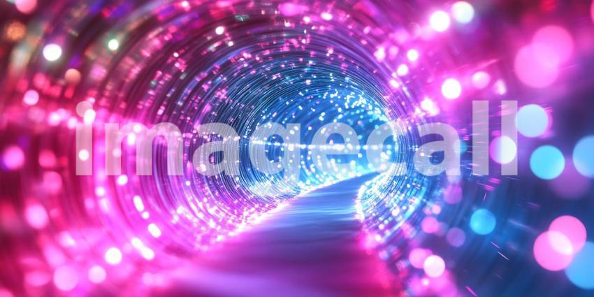 Abstract Pink and Blue Swirling Light Tunnel Background